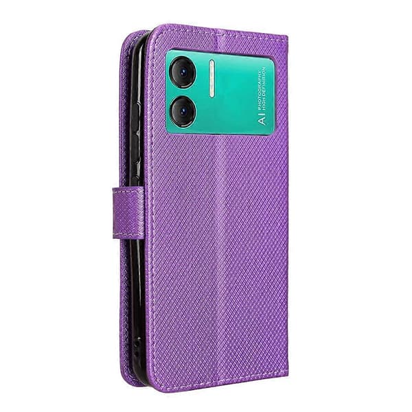 Mobilskal i läder med diamantstruktur Purple For Doogee Note 58 / Note 58 Pro