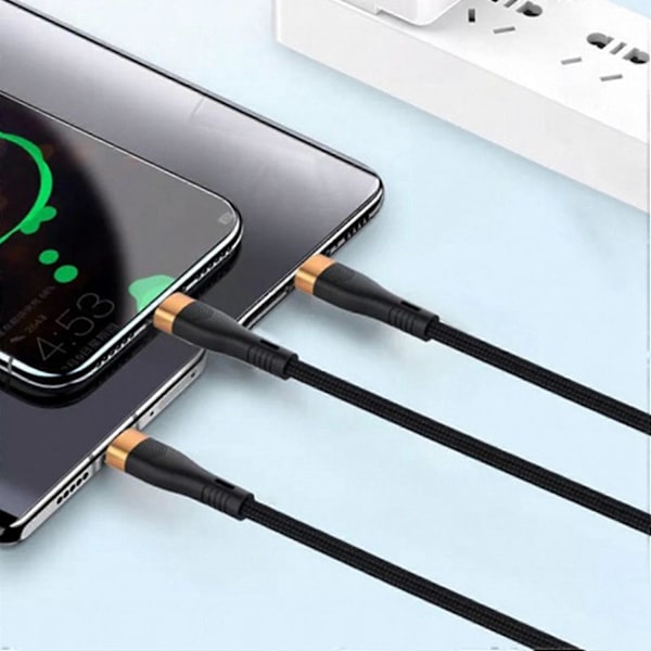Type B til iPhone 15-serien 1,2 m PD 100 W 3-i-1 Type-C til Lightning+Type-C+Micro Datakabel Telefon Style B