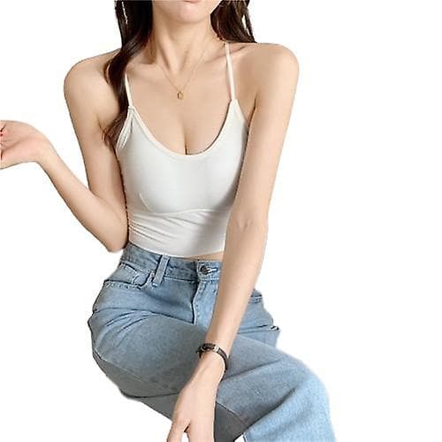 Stroppebher for kvinner, kryssende stropper cropped tanktopper Grey