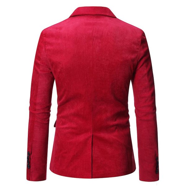 Herre Casual Fløjlsblazer Jakke Slim Fit Sportsfrakke Red S