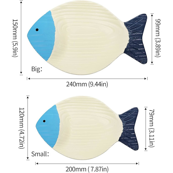 Set med 2 strandväggsdekorationer för sovrum (träfisk, 2 st)