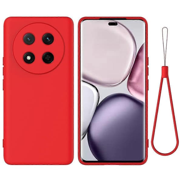 Flydende silikone telefoncover med håndrem til Honor Magic7 Lite 5G Red