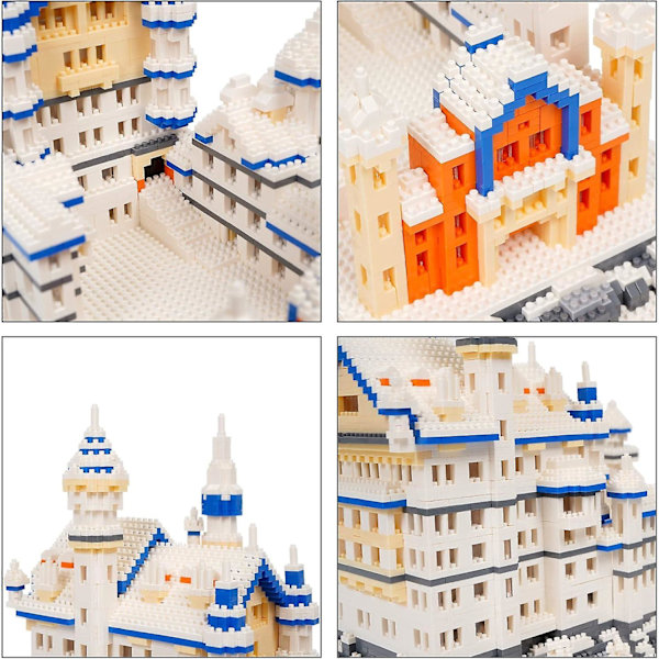 Byggeklodssæt til Teenagere og Voksne, Tysklands Berømte Arkitektur Mini Klodssæt, Neuschwanstein Slot Model Kit 4200 Stykker