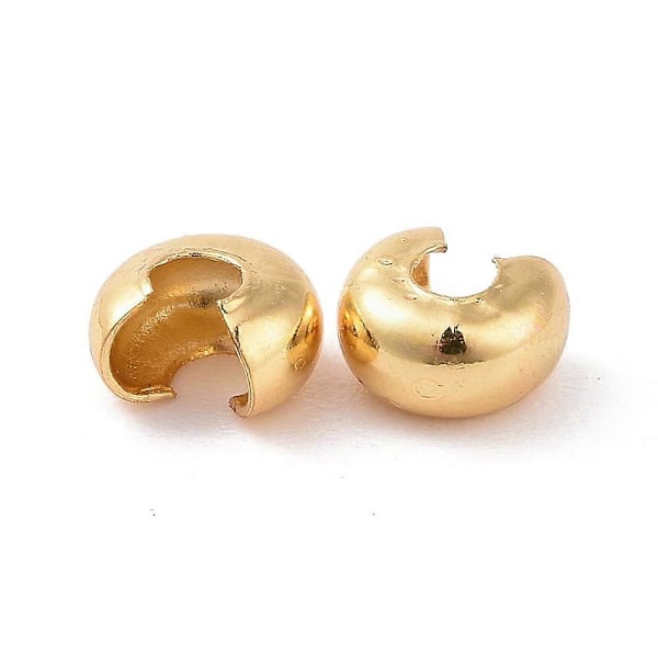 304 Ruostumaton teräs puristushelmien peitehelmet kultainen 5x4,5x3mm reikä: 2mm