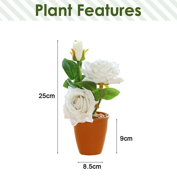 Tekokukka Kolmipäinen Ruusu Bonsai Kukkakoriste Tekokasvi Ruukutettu Silkkikukka Kasvi white