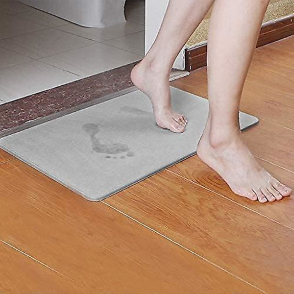 Diatoméjord badmatta halkfri duschmatta för badrum 60 x 39 x 0,9 cm (grå)