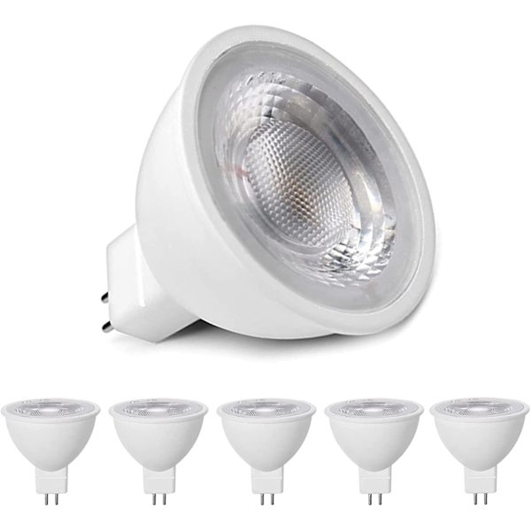 5 stk. MR16 LED-lamper Varm Hvid 3000k, MR16 GU5.3 LED 5W erstatning for 50W 40W halogenlampe, 500lm, AC/DC 12V Reflektor LED-pærer, ingen flimmer, ikke dæmpbar