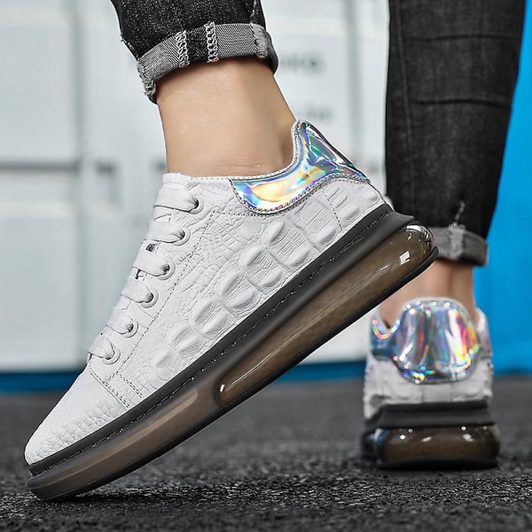 Herre Sport Løbesko To-lags Lædersko Mode Sneakers Fr6550 White EU 43