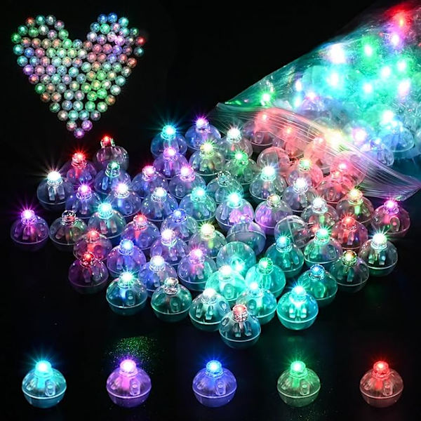 LED Balloner Lys, 100 stk. Mini LED Papirlanterner, Rund Ballon Lys, LED Ballon Lys til Bryllup