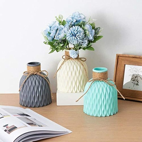 Plastik Vase Lille Flot Vase Til Blomsterarrangement Dekorative Vaser Til Bryllup Kontor Bordplade Vindue Stue Grey