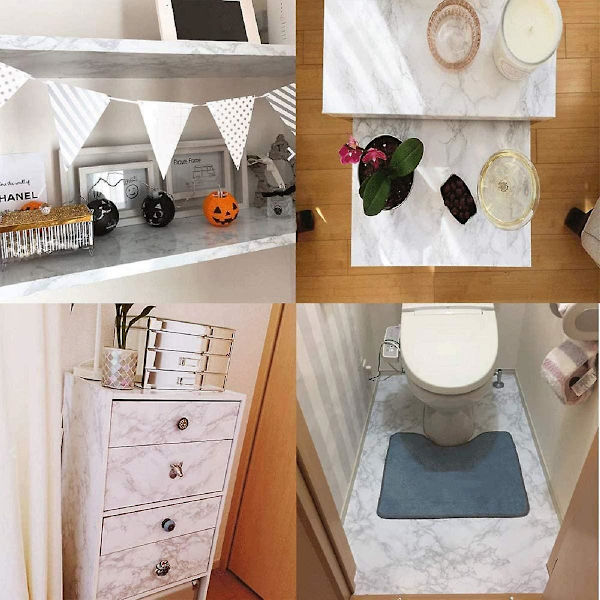 60x300cm Blank Marmor Papir Granit Grå/hvid Rulle Køkkenbordplade Skab Møbelrenovering Tykt Tapet Pvc Let Aftageligt Opgradering