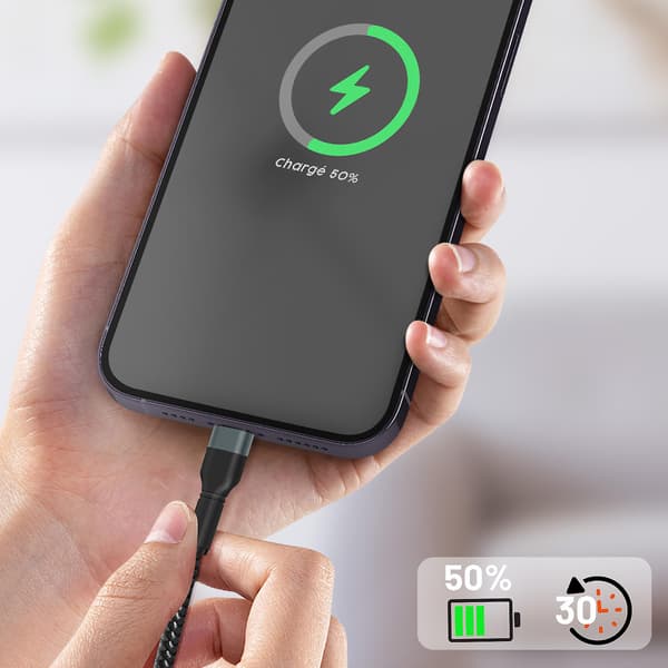 USB-C til Lightning Power Delivery 27W Kabel Hurtiglading 2m Lengde LinQ