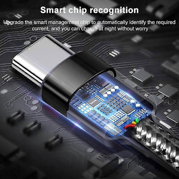 ADC-004 USB-C / Type-C - USB-C / Type-C PD -pikalataus punottu datakaapeli Black 2m