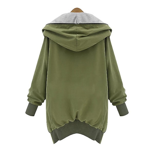 Ny Fashion Stor Storlek Kvinnor Casual Lös Jacka Huva Dragkedja Cardigan Rock 5XL B