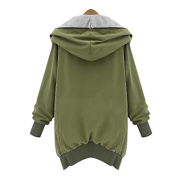 Ny Moderigtig Stor Størrelse Dame Casual Løs Jakke Hætte Lynlås Cardigan Frakke 4XL A