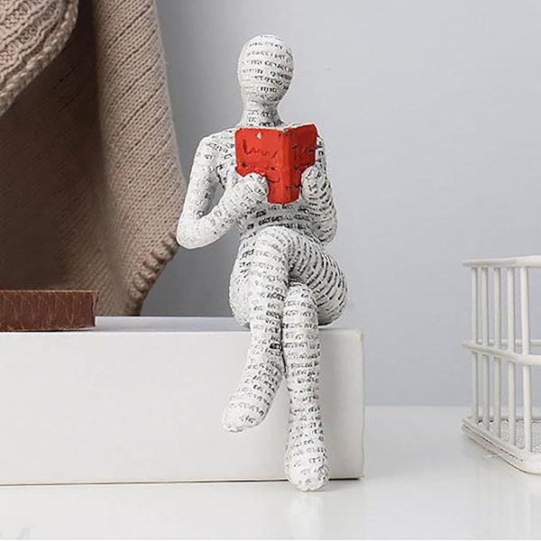 Book Lover Figurine - Litterär Kvinna Staty, pulp fictions Skulptur | Reading Lady Decors Bokmaskprydnad,