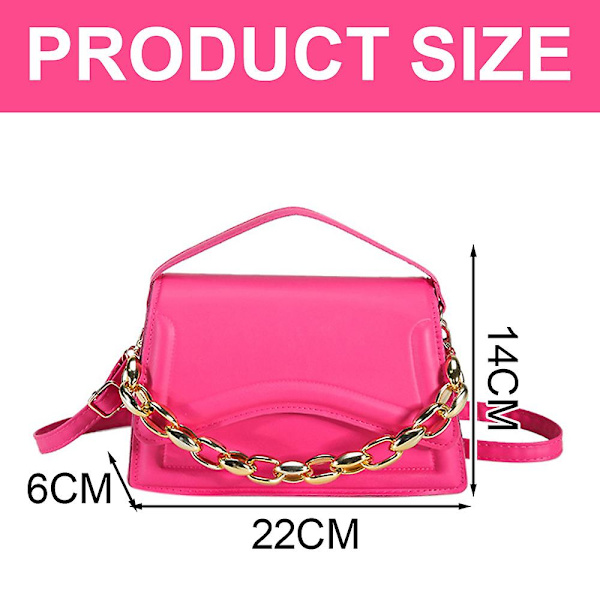Dam axelväska retro klassisk plånbok PU läder clutch handväska magnetlås. Rose red