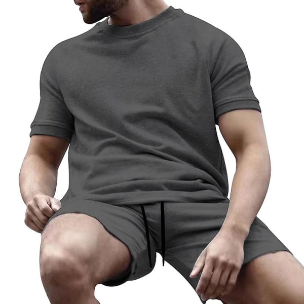 Miesten 2-osainen rento lyhythihainen shortsipuku Blue 3XL