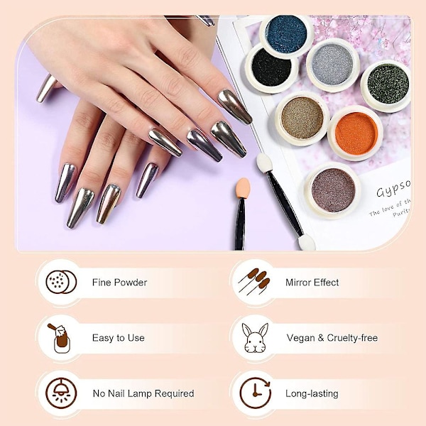 Nagelkonst Highlight Magic Mirror Powder, 6-färgskombination, All-match-kombination style  style3