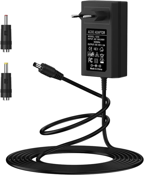 Universal strømforsyning, 12V 5A AC-adapter 60W, notebook-oplader, universal DC multifunktionel strømforsyning med LED-lys, velegnet til LED-lys