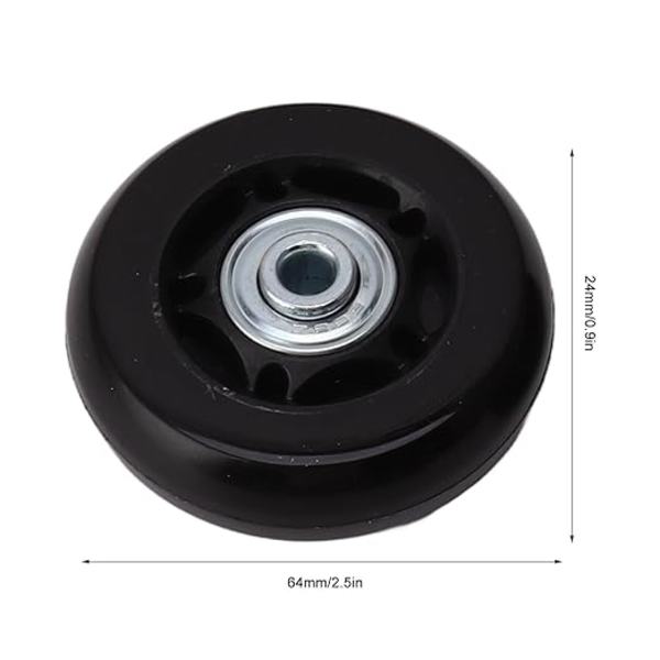 2 kpl:n sarja matkatavaroiden varapyöriä 54 mm / 60 mm / 64 mm, yleismalliset pyörät asennustyökaluilla, kääntyvät kumipyörät matkatavaroille (64 x 24 mm)
