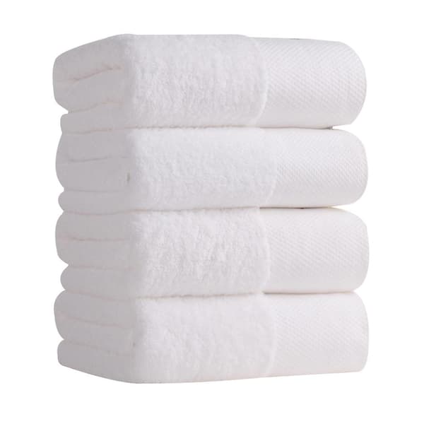 Bomuld | Hotel & Spa Kvalitet 100% Bomuld Premium Håndklæder | Bløde & Absorberende (4 stk., Hvid)