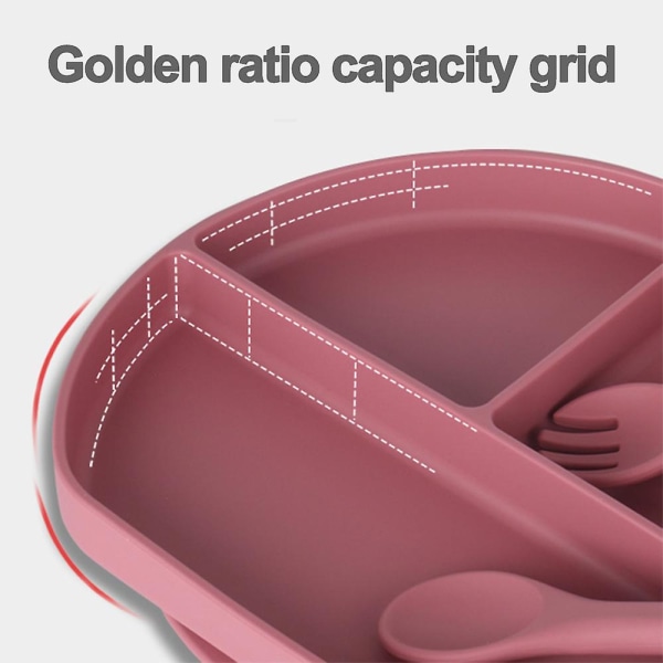 Baby Silikonplattor Babyrätter - Bpa-fri - Uppdelad design - Baby Led Avvänjning Tillbehör Bestick claret