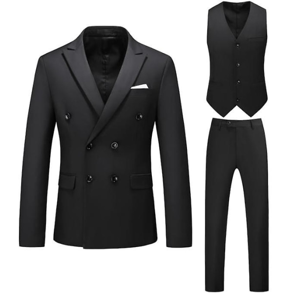 Herrkostymer 2 knappar Slim Fit 3 delar kostym black S