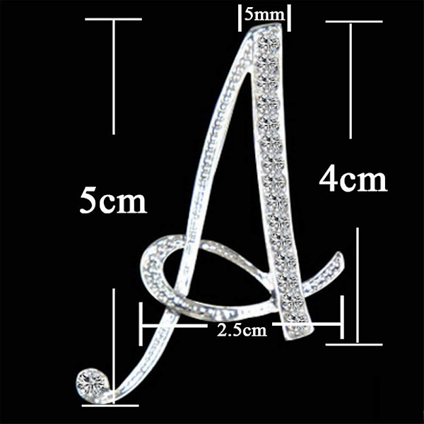 Brev Brosch Pins Initial Rhinestone Brosch För Kvinnor Hantverk Silvery A-z