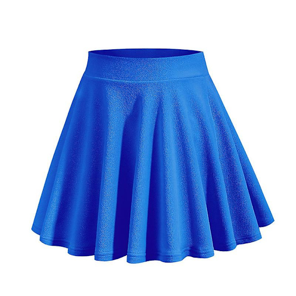 Dame Skjørt - Elastisk, Flaret, Casual Mini Skater Skjørt Dark Blue S