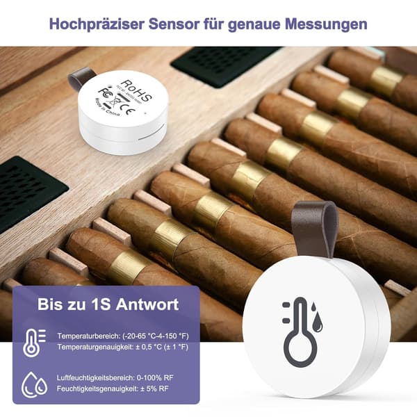 Bluetooth termometer hygrometer, mini innendørs temperatur fuktighetssensor med APP, dataeksport