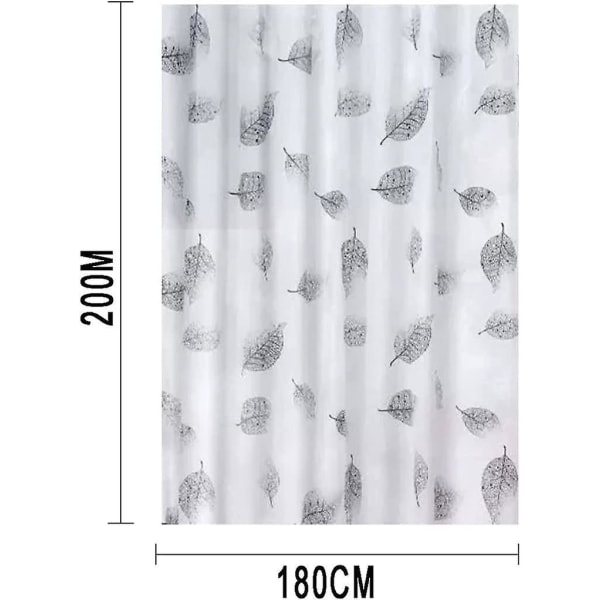 Badeværelse Bruseforhængsforing 180 X 200cm 100% Peva - Vandtæt, 3d Effekt, Miljøvenligt Design, Rustfri Øjer