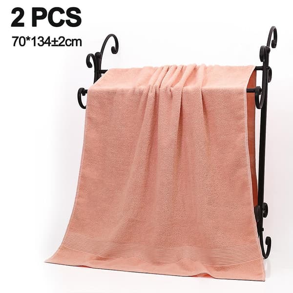 100% Bomuld Badehåndklæde Sæt Med 2| Oversized Badehåndklæder| Absorberende Badehåndklæder| 70*134cm Lotus root pink