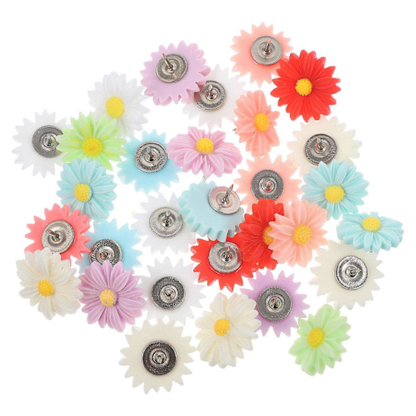 30 st Daisy Blomster Push Pins Anslagstavla Push Pins Korktavla Tumspikar