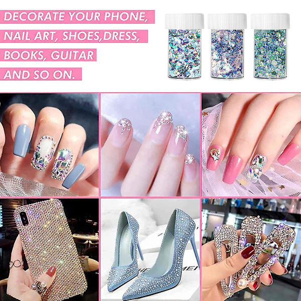Laser Flash Powder Patch Nail Flash Powder Block Holografisk Flash Med Olika Storlekar Och Former style3