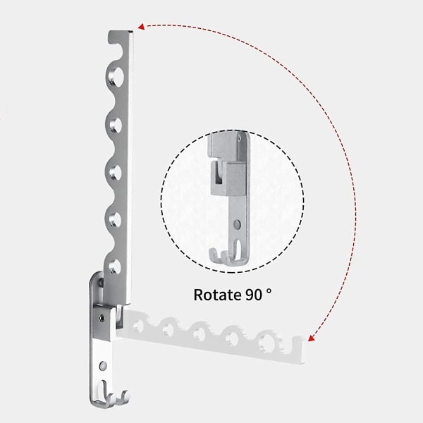 Silver Väggmonterad Torkställning, Vägghängare Fällbar Torkställning Krokhängare För Balkong 90 Rotation Väggmonterad Fällbar Klädställning För Badrum, Sovrum