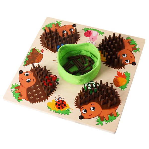 Træ Indsat Pindsvin Spil Tidlig Uddannelse Legetøj Til Fokus Træning Børnegaver The Hedgehog Game