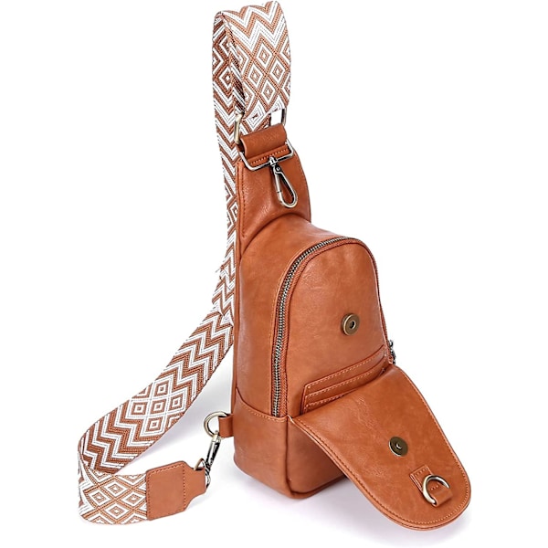 Brustväska för kvinnor, crossbody-väska, axelväska i PU-läder
