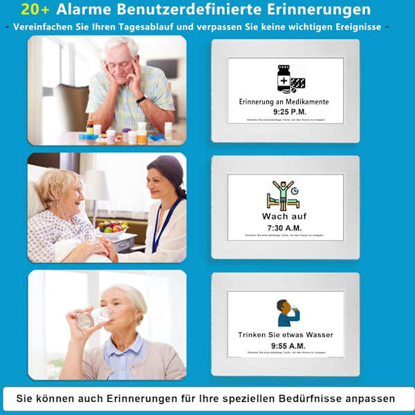 Elektronisk Dag Datum Kalenderklocka, Icke-förkortad Dag Datum, Stor Klocka för Seniorer med Demens, Alzheimers Sjukdom, med Fjärrkontroll vit