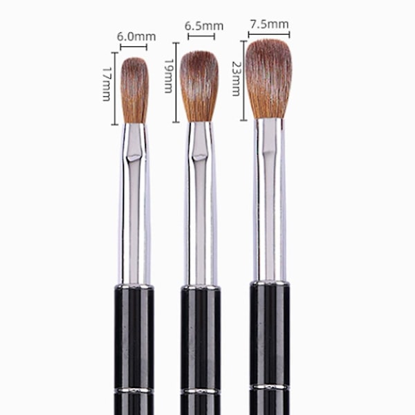 Kolinsky 3d Akryl Nagelborste för Naglar Konst Målningsborste Penna Set Svart Metall Nagel Extensionsverktyg Borste 8*10*14