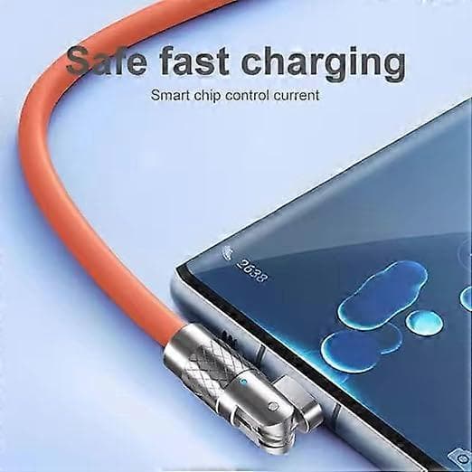 Kraftig 100W Okrossbar Silikon USB till USB-C Kabel, 1M, Orange, Snabbladdning, Stöder Dataöverföring