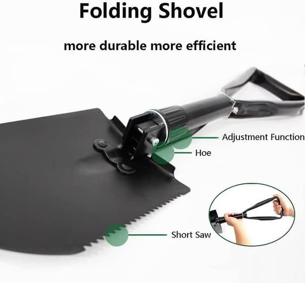 58,5 cm Multifunktionel skovl, stor foldbar campingskovl, sort