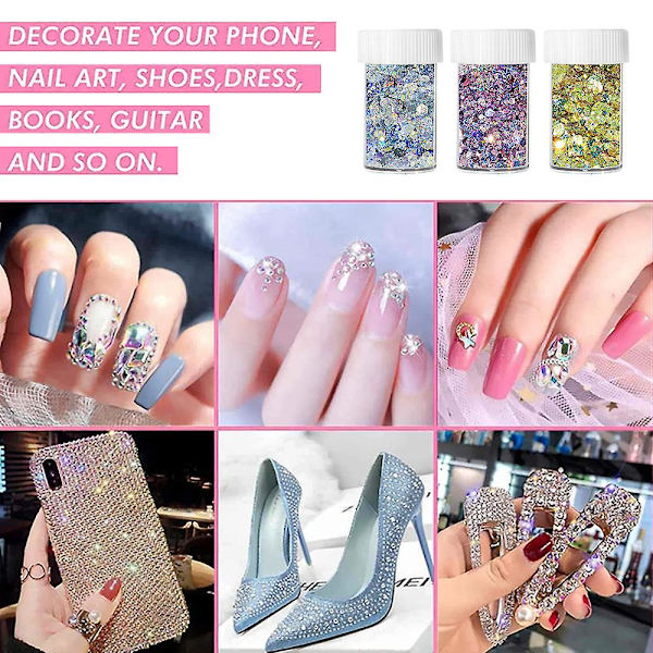 Laser Flash Powder Patch Nail Flash Powder Block Holografisk Flash Med Olika Storlekar Och Former style2