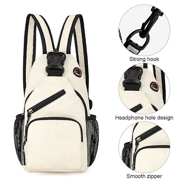 Bröstväska Dam Vattentät Stor Kapacitet Ryggsäck Fritid Väska Oxfordtyg Messenger Bag Multifunktionell Ryggsäck white