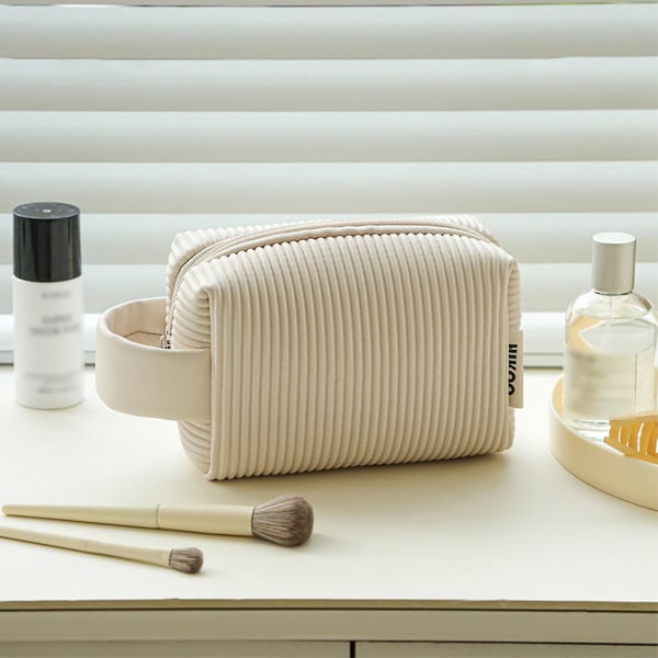 Kosmetisk väska Resa Multifunktionell Toalettväska Pu Organizer Enkel Design Present till flickor Damer Single Layer Milky White