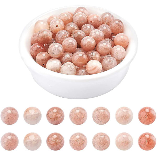 1 Æske arricraft Omkring 47 stk. 8 mm Naturstensperler Naturlig Pink Solsten Runde Perler Ægte Ædelsten Løse Perler til Armbånd Halskæde Smykkefremstilling