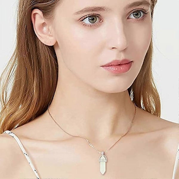 12 st 3 Färger Kulglass Spetsiga Lysande Hängsmycken Hexagon Kristall Hängsmycke Charms Glöder I Mörkret Ädelsten Hängsmycken för DIY Halsband Smycken Mak