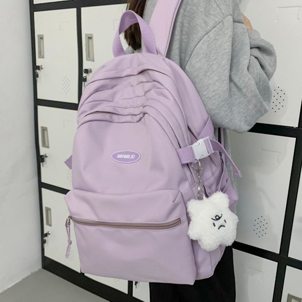 Kawaii Ryggsäck med Söta Tillbehör Casual Estetisk Ryggsäck Enkel Laptopväska Vattentät Reseryggsäck Kvinnor, Lila, Ryggsäck