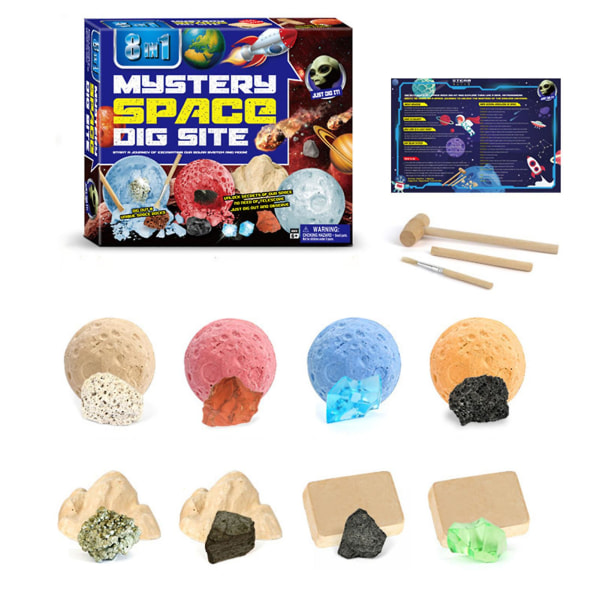 12st DIY-leksaker Set Pedagogiska utgrävningsleksaker Kit för barn Naturlig mineral ädelsten arkeologi utgrävningssats