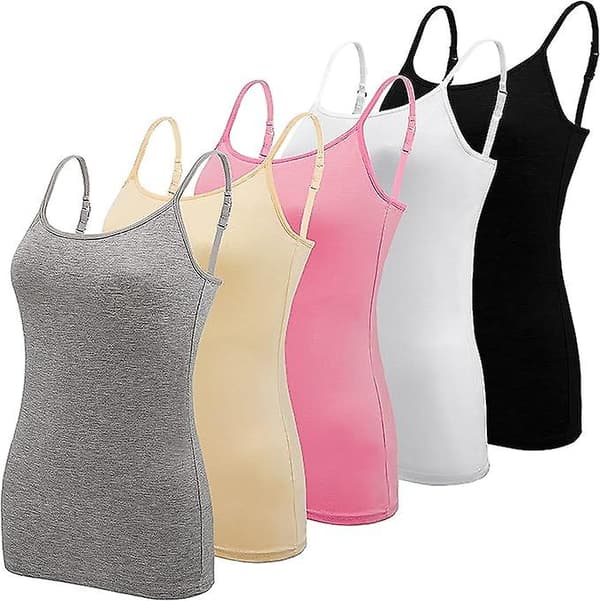5 st Basic Camisole Justerbar Camisole Spaghettiband Tank Top för Kvinnor och Flickor (stor